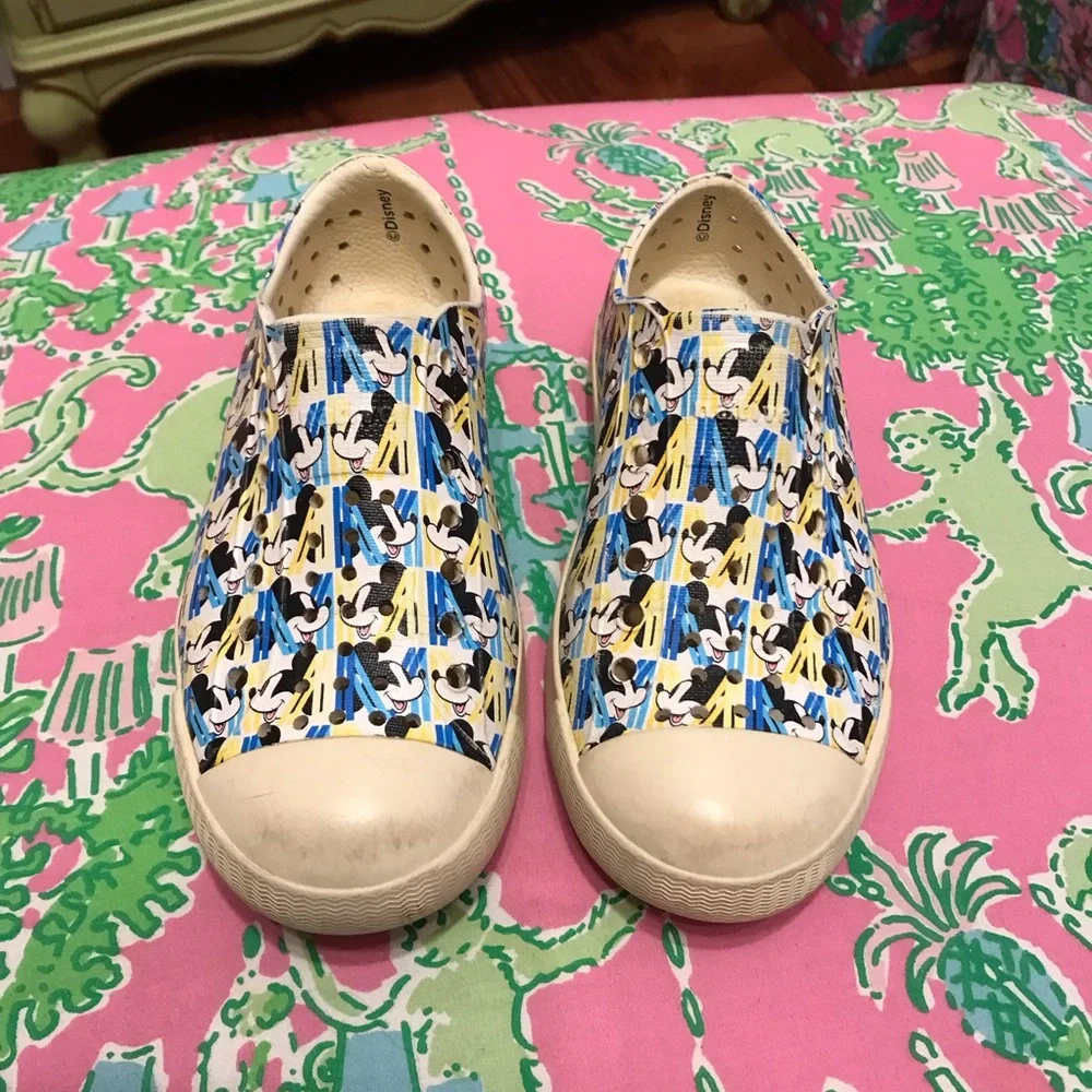 Native x Disney Mickey Mouse Kids Slip-On Shoes - Blue and Yellow size 12C